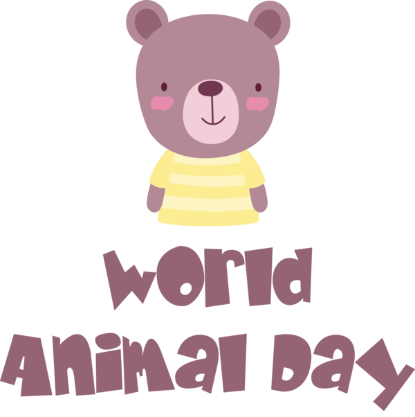 Transparent World Animal Day Teddy bear Cartoon Stuffed toy for Animal Day for World Animal Day