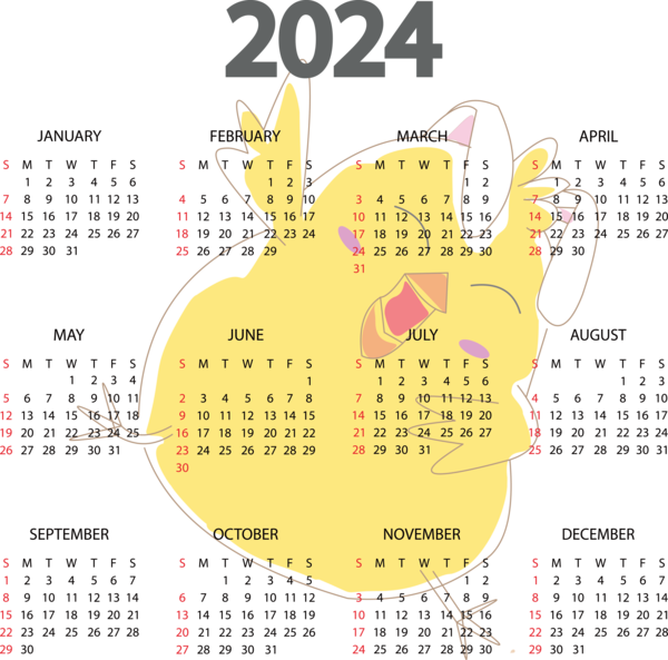 Transparent New Year calendar Holiday Calendar year for Printable 2024 Calendar for New Year