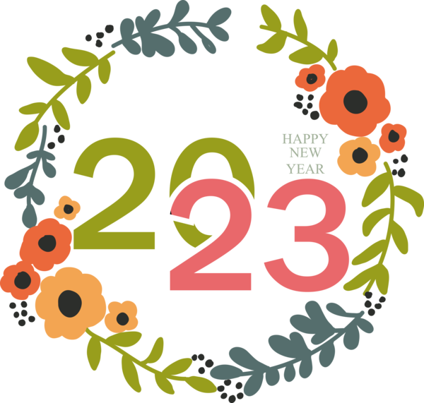 Transparent New Year Wreath Floral design Christmas for Happy New Year 2023 for New Year