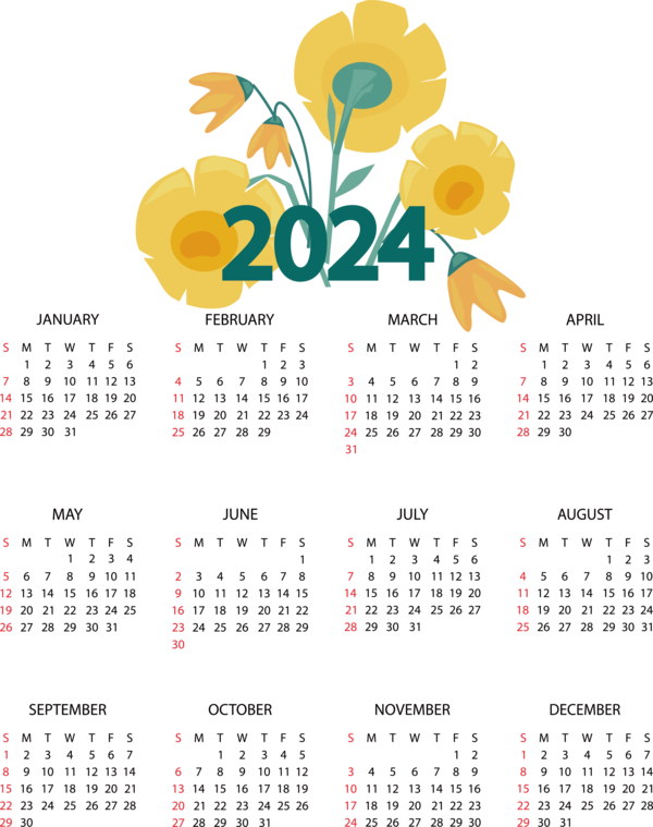 Transparent New Year calendar Calendar Month for Printable 2024 Calendar for New Year