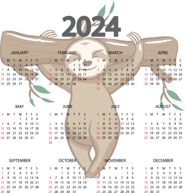Transparent New Year Royalty-free  Design for Printable 2024 Calendar for New Year