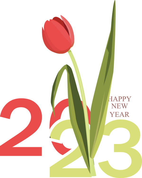 Transparent New Year Flower Floral design Cut flowers for Happy New Year 2023 for New Year
