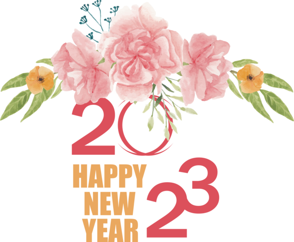 Transparent New Year calendar Floral design Flower for Happy New Year 2023 for New Year