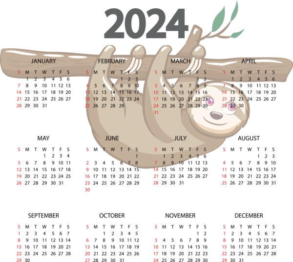 Transparent New Year calendar Calendar year Design for Printable 2024 Calendar for New Year