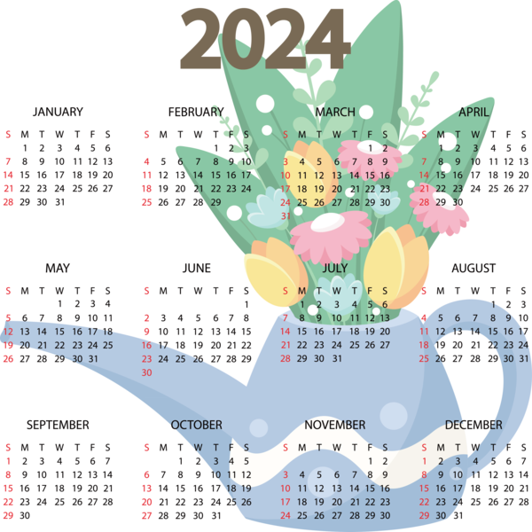 Transparent New Year calendar Line Meter for Printable 2024 Calendar for New Year