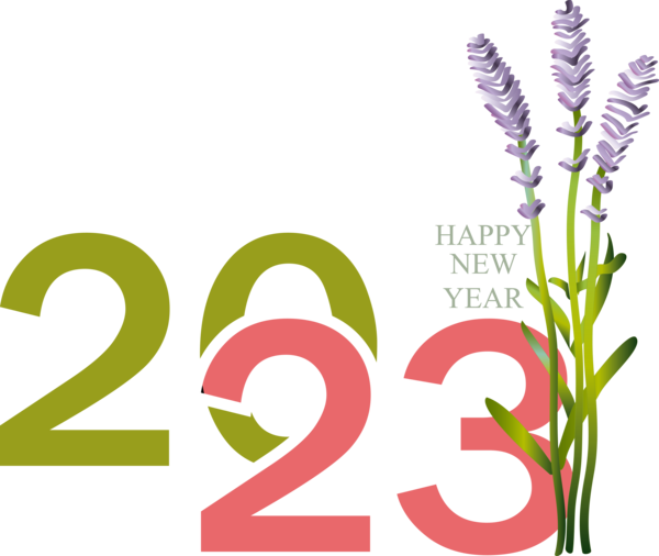 Transparent New Year Flower Floral design Drawing for Happy New Year 2023 for New Year