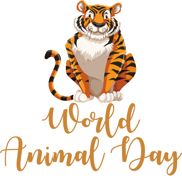 Transparent World Animal Day Tiger small Cartoon for Animal Day for World Animal Day