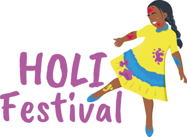 Transparent Holi Cartoon Clothing Logo for Happy Holi for Holi