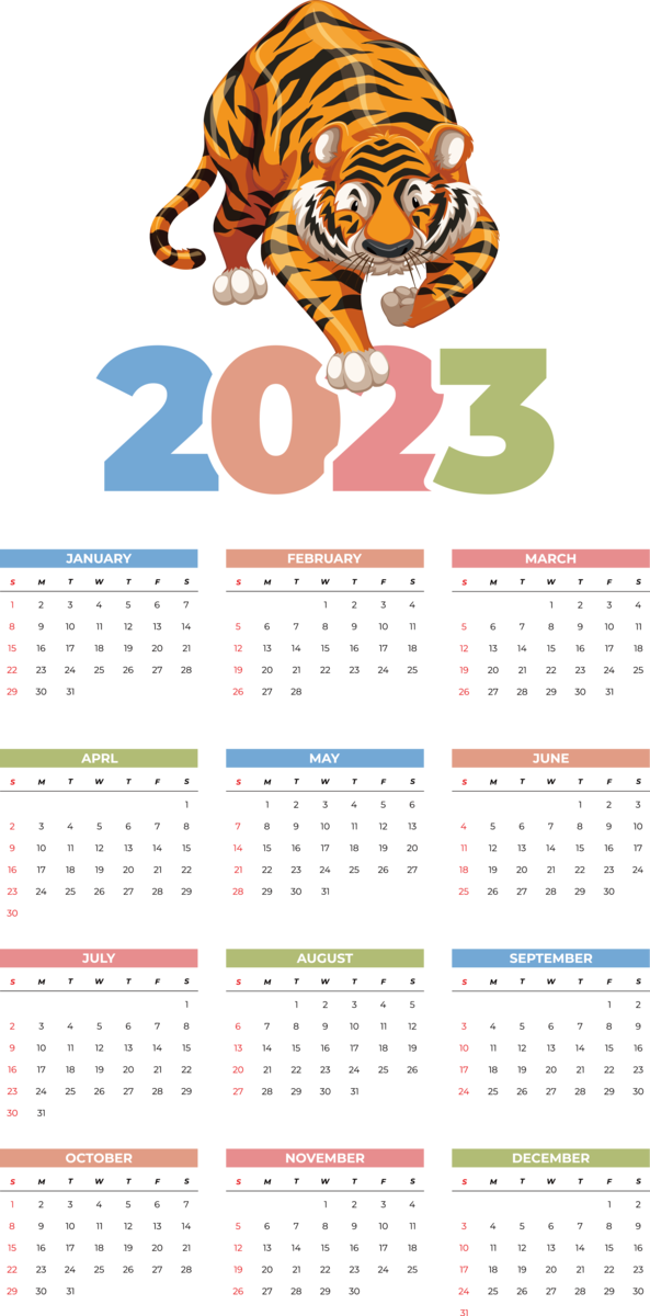 Transparent New Year calendar Line Font for Printable 2023 Calendar for New Year