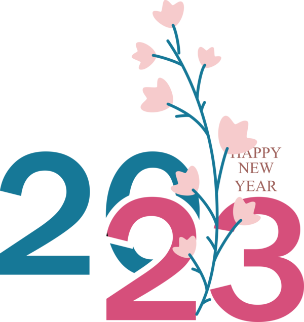 Transparent New Year Design Floral design Line for Happy New Year 2023 for New Year