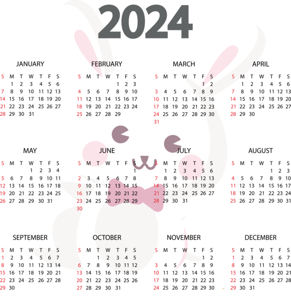 Transparent New Year calendar Annual calendar Calendar for Printable 2024 Calendar for New Year