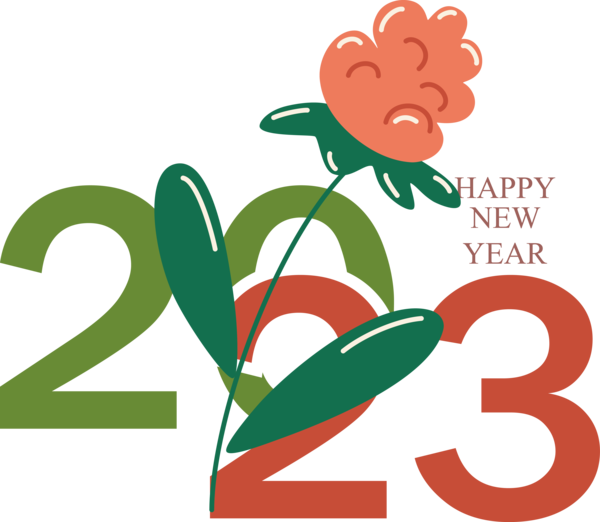 Transparent New Year Flower Logo Leaf for Happy New Year 2023 for New Year