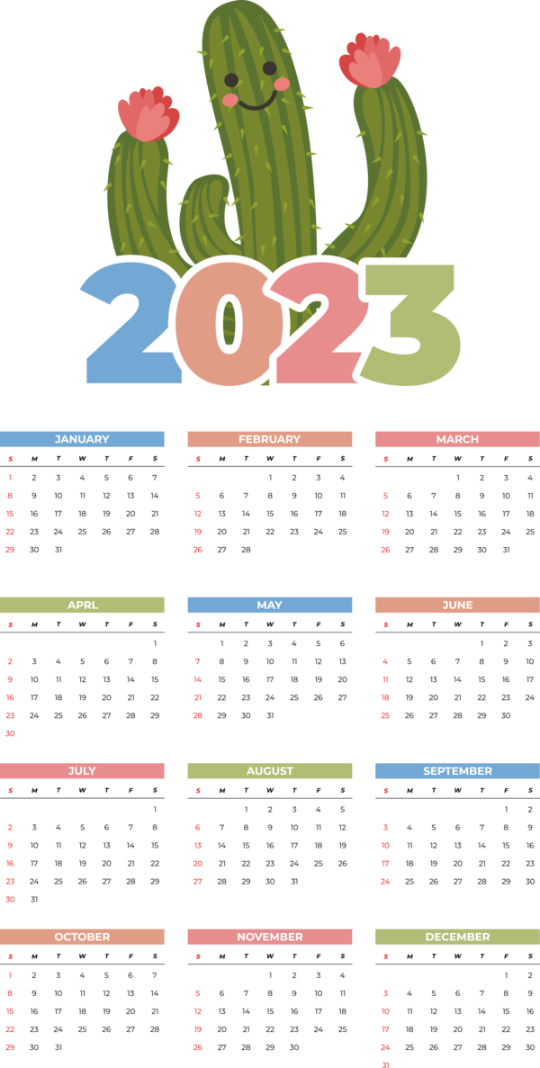 Transparent New Year calendar Vector Almanac for Printable 2023 Calendar for New Year