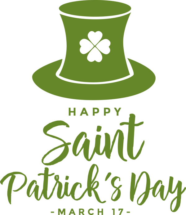 Transparent St. Patrick's Day Leaf Logo Green for Saint Patrick for St Patricks Day