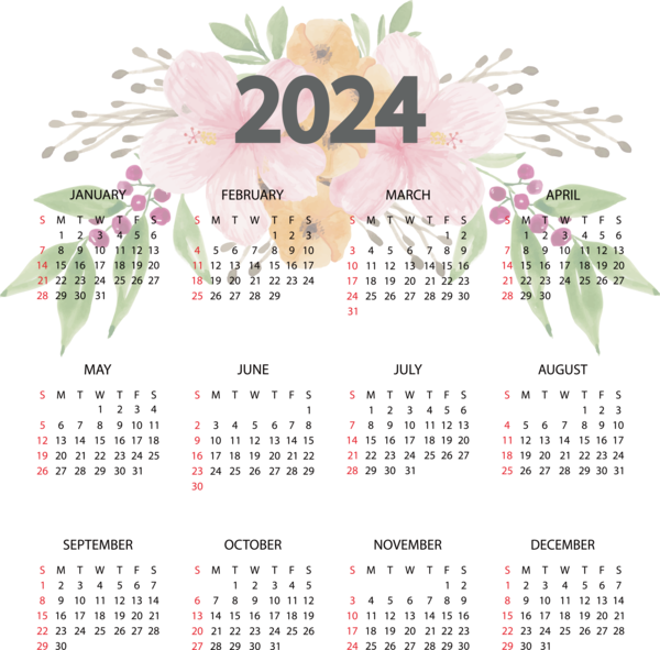 Transparent New Year RSA Conference calendar Font for Printable 2024 Calendar for New Year