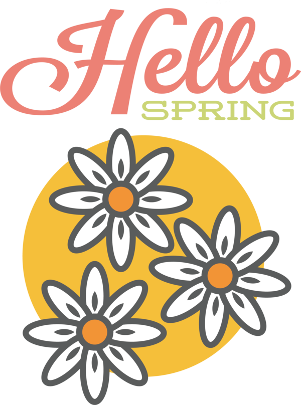 Transparent Easter Drawing Design Logo for Hello Spring for Easter