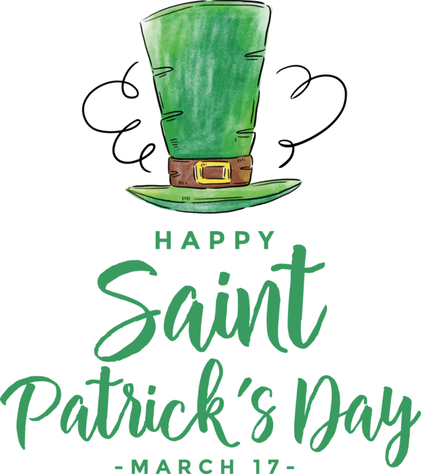 Transparent St. Patrick's Day Leaf Logo Line for Saint Patrick for St Patricks Day