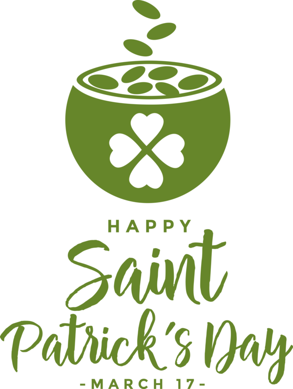 Transparent St. Patrick's Day Leaf Logo Symbol for Saint Patrick for St Patricks Day