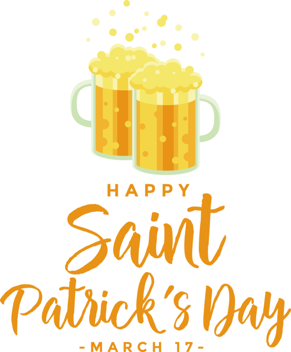 Transparent St. Patrick's Day Logo Line Yellow for Saint Patrick for St Patricks Day