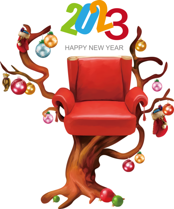 Transparent New Year Christmas Christmas Graphics Chair for Happy New Year 2023 for New Year