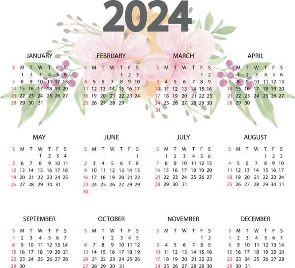 Transparent New Year calendar Julian calendar Calendar for Printable 2024 Calendar for New Year