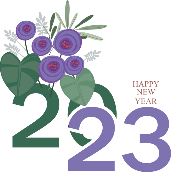 Transparent New Year Flower Floral design Garden roses for Happy New Year 2023 for New Year