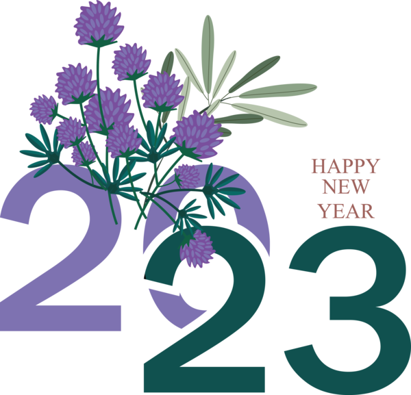 Transparent New Year Flower Vase Floral design for Happy New Year 2023 for New Year