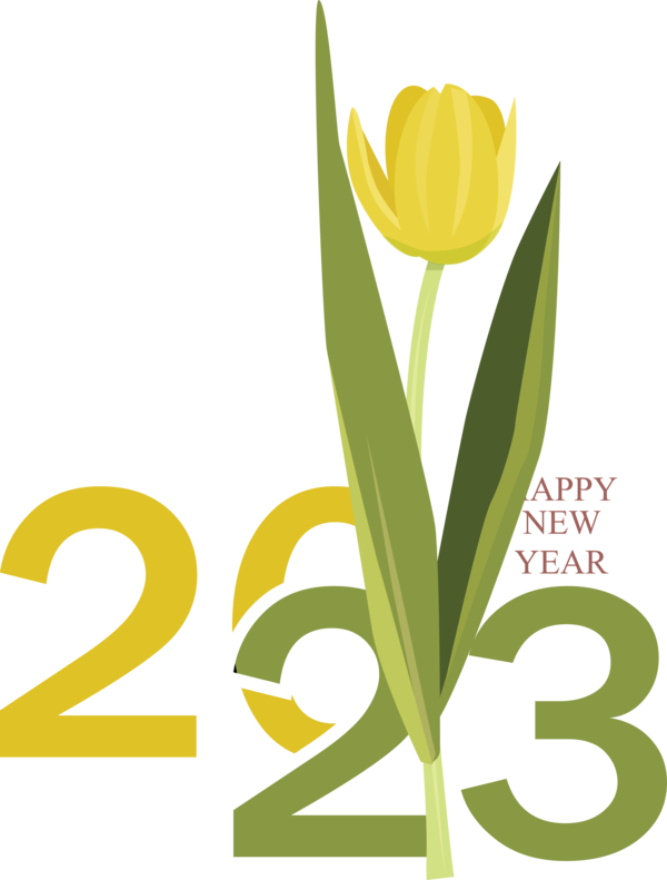Transparent New Year Plant stem Cut flowers Floristry for Happy New Year 2023 for New Year