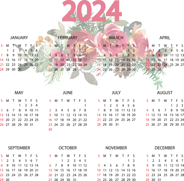 Transparent New Year calendar Font Meter for Printable 2024 Calendar for New Year