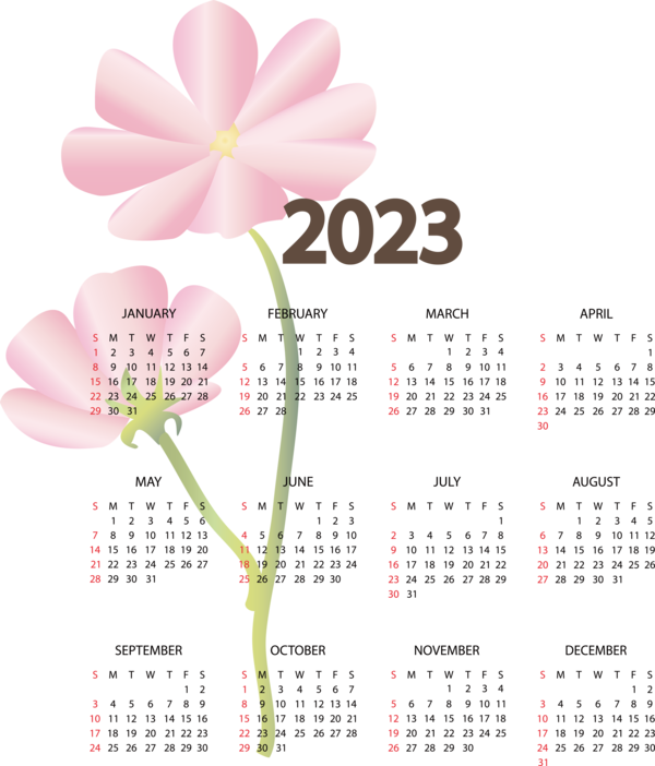 Transparent New Year calendar Design Line for Printable 2023 Calendar for New Year