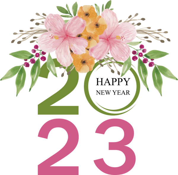 Transparent New Year Flower Flower bouquet Floral design for Happy New Year 2023 for New Year
