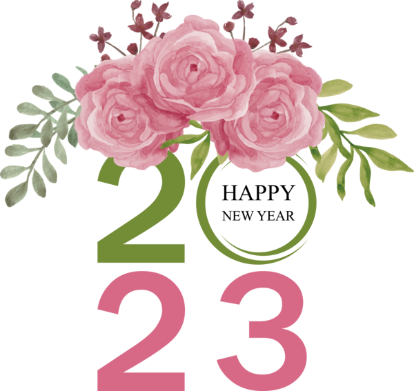 Transparent New Year Flower Floral design Flower bouquet for Happy New Year 2023 for New Year
