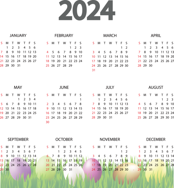 Transparent New Year calendar Design Line for Printable 2024 Calendar for New Year