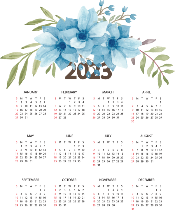 Transparent New Year National Stadium Flower calendar for Printable 2023 Calendar for New Year