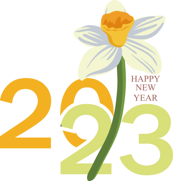 Transparent New Year Floral design Cut flowers Logo for Happy New Year 2023 for New Year