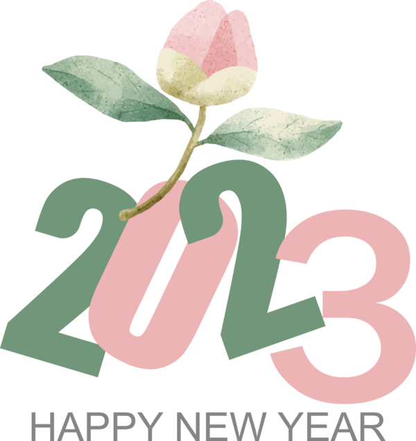 Transparent New Year Flower Floral design Logo for Happy New Year 2023 for New Year