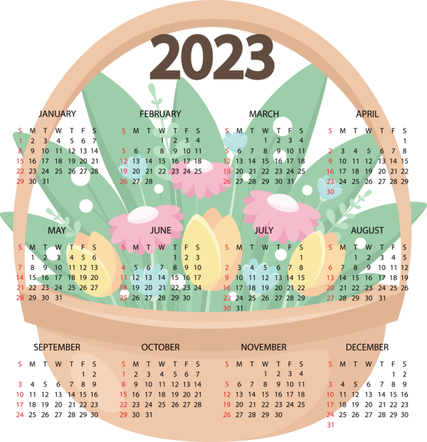 Transparent New Year Design Line calendar for Printable 2023 Calendar for New Year