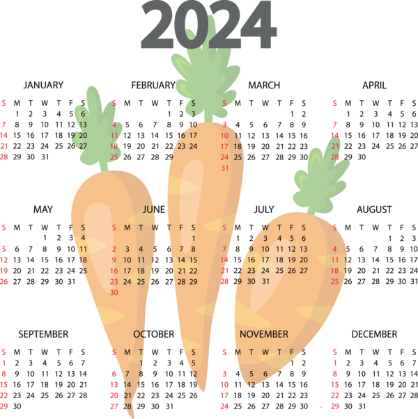 Transparent New Year Design calendar for Printable 2024 Calendar for New Year