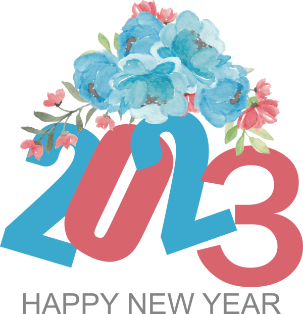 Transparent New Year Floral design Logo Design for Happy New Year 2023 for New Year