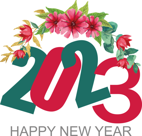 Transparent New Year Floral design Logo Design for Happy New Year 2023 for New Year