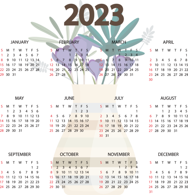 Transparent New Year calendar Design Line for Printable 2023 Calendar for New Year