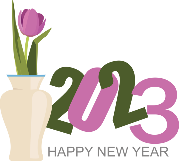Transparent New Year Flower Floral design Logo for Happy New Year 2023 for New Year