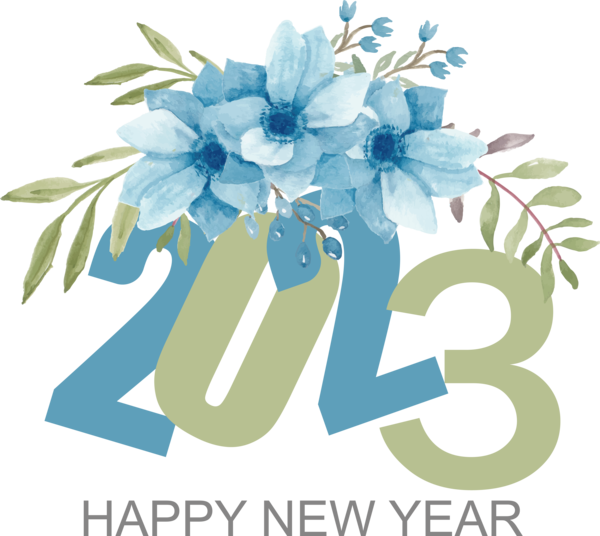 Transparent New Year Flower Floral design Flower bouquet for Happy New Year 2023 for New Year