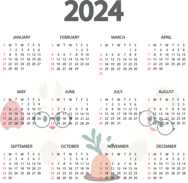 Transparent New Year RSA Conference Design Line for Printable 2024 Calendar for New Year