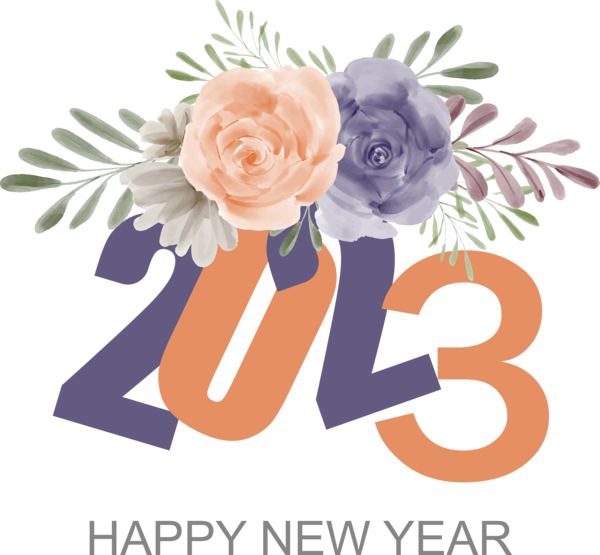 Transparent New Year Floral design Flower Cut flowers for Happy New Year 2023 for New Year