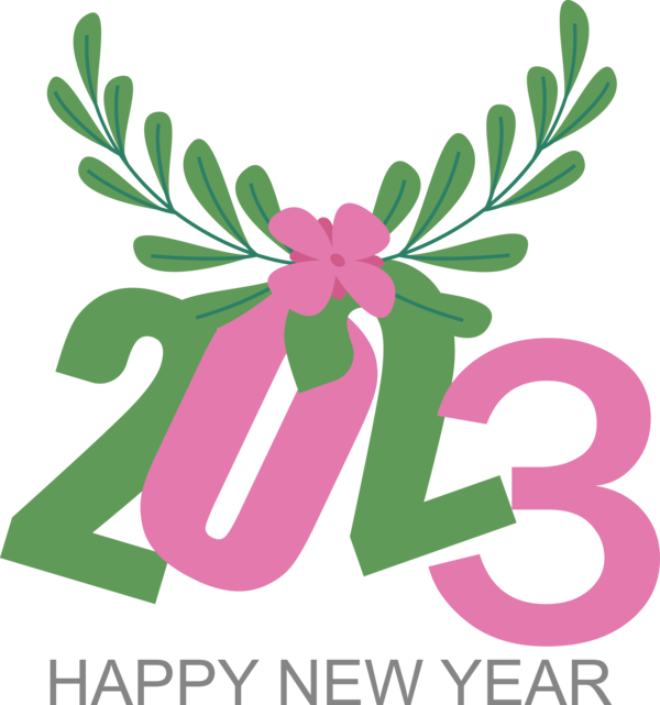 Transparent New Year Leaf Plant stem Floral design for Happy New Year 2023 for New Year