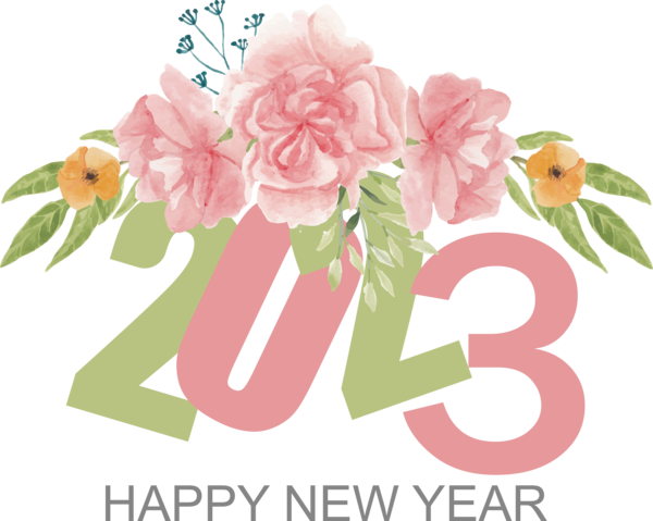 Transparent New Year calendar Islamic calendar Flower for Happy New Year 2023 for New Year