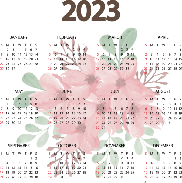 Transparent New Year calendar Names of the days of the week Online calendar for Printable 2023 Calendar for New Year