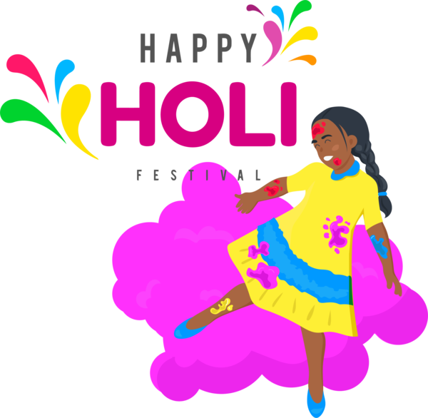 Transparent Holi Drawing Painting Cartoon for Happy Holi for Holi