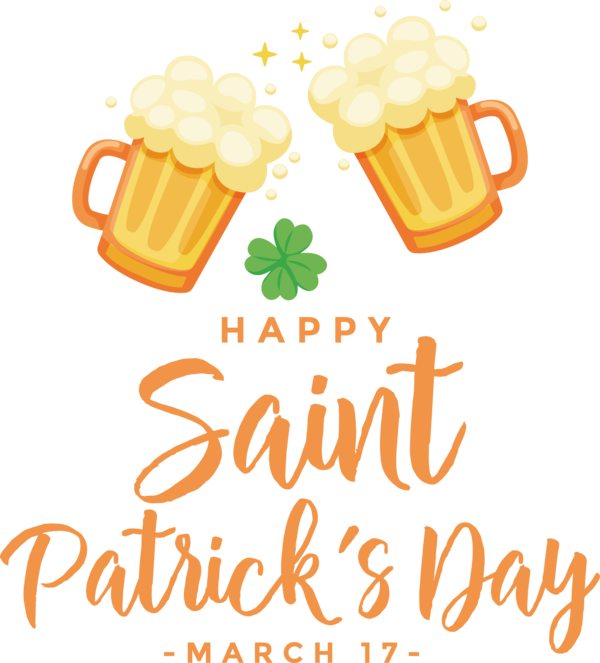 Transparent St. Patrick's Day Logo Line Mitsui cuisine M for Saint Patrick for St Patricks Day